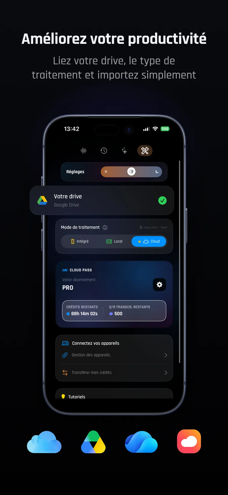 Connectez votre drive : iCloud, Google Drive, OneDrive, Twake